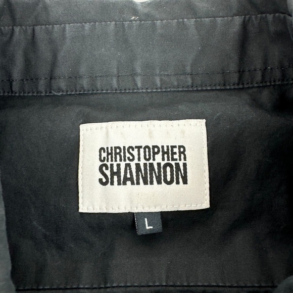 Christopher Shannon Mens Size L Button Up Short Sleeve Shirt Black - Picture 2 of 7